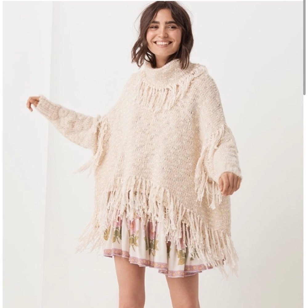 Spell Kimba Fringe Sweater Jumper in Almond oversized L 0X